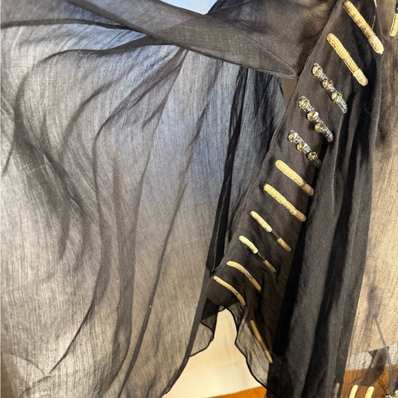 NWT Randi & Will Black  Oversized Poncho with Embellished Details - Picture 3 of 8